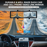 Kamera dasbor layar sentuh 11.26 inci, lensa ganda, kamera perekam DVR mobil, kamera dasbor BT FM dengan perekaman 2k depan 1080P dan belakang