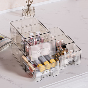 Elegant Clear Stackable <b>Plastic</b> Cosmetic Organizers <b>Drawers</b> Makeup Small Items Dresser Vanity Kitchen Cabinet - Product Image 3