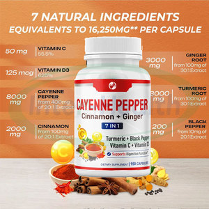 Integratore sanitario Ausreson pepe di cayenna capsule 7 in 1 con zenzero, curcuma, cannella, pepe nero, vitamina c - Product Image 3