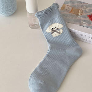 Calcetines de mujer personalizados de alta calidad <span class=keywords><strong>Cute</strong></span> Puppy Bow Wave Edge para verano para uso diario - Product Image 6