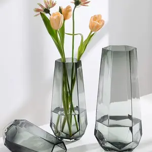 Pengaturan vas bunga naik air transparan kaca kreatif sederhana Nordic merah jaring