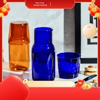 Carafe à eau Wonder GP25002 de style américain en verre borosilicate coloré de qualité alimentaire, résistante à la chaleur et au froid, 520 ml, pour chevet