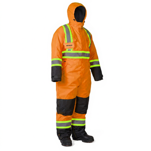 Overol de Trabajo Unisex Naranja de Alta Visibilidad con Franjas Reflectantes, Impermeable, Resistente al Viento, Transpirable, Uniforme de Seguridad de Poliéster - Product Image 1