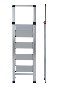 Taburetes Domésticos Slimstep con Barandilla, Taburete de Aluminio de 4 Peldaños con Barandilla de Seguridad, Altura de Trabajo de 2.91 m, Capacidad de 150 kg - Product Image 3