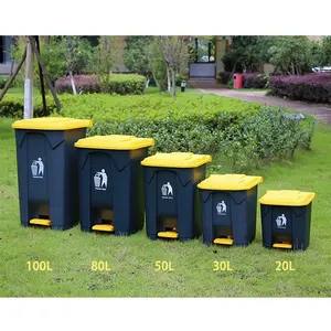 30L/50L/80L/100L nhựa chất thải bin rác có thể tái chế văn phòng Thùng rác với bàn đạp