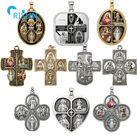Collier pendentif religieux catholique Sacré-Cœur Miraculeux Saint Christophe Saint Joseph Saint Antoine, médaillon personnalisé, médaille à quatre voies