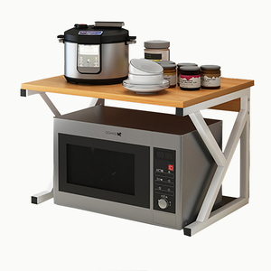 Estante de Cocina Plegable de 2 Niveles, de Acero al Carbono, Negro, Retráctil, Extensible, Multifuncional, para Horno de Microondas - Product Image 2