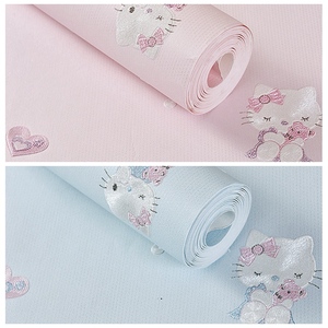 Rosa 3D Kitty Bambini Carta Da Parati Camera Da Letto Della Ragazza <span class=keywords><strong>Tema</strong></span> Camera Negozio di Abbigliamento Caldo Semplice In Rilievo Blu Del Fumetto di Carta Da Parati - Product Image 5