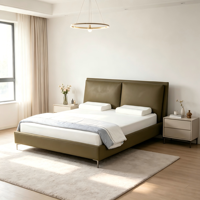 WINMAX Lit Moderne de Luxe en Cuir Véritable Rembourré, Confortable, Taille King Queen, Modulaire pour Maison et Hôtel 2513