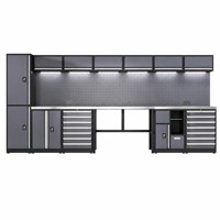 Système de rangement de garage robuste Xieshou avec support OBM, armoire à outils en acier, établi, panneau perforé, capacité de charge de 200 kg, verrouillage à 3 points