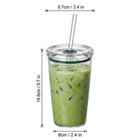 Gobelet en verre transparent personnalisé avec logo, directement de l'usine, avec couvercle et paille, résistant à la chaleur, pour thé matcha