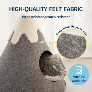 Stilvolle Katzenhöhle aus Filz im Bergdesign, Katzenhaus zum Spielen und Schlafen - Product Image 2