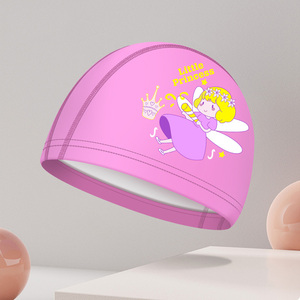 Imprimé personnalisé imperméable à l'eau protéger les oreilles cheveux longs garçon fille PU enfants sport chapeau de bain drôle bonnet de bain pour les enfants - Product Image 3