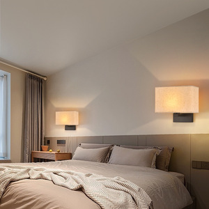 Nueva lámpara de techo LED creativa moderna lámpara de lectura Solar montada en la pared dormitorio diseño de tela Simple americana habitación de Hotel al aire libre - Product Image 3