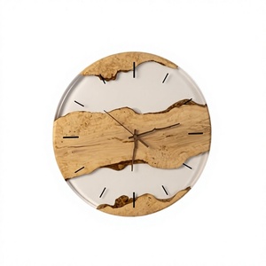 Round Wooden <b>Wall</b> <b>Clock</b> Analog Quartz <b>Silent</b> Minimalist Design for Living Room Bedroom Office - Product Image 1