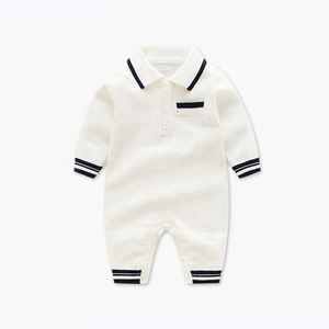 <span class=keywords><strong>Combinaison</strong></span> en tricot pour bébé nouveau-né avec LOGO personnalisé Barboteuse 100% coton à manches longues avec col polo et barboteuse tricotée pour bébé - Product Image 6