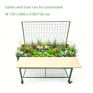 Bac de <span class=keywords><strong>Jardin</strong></span> Surélevé Multifonctionnel avec Treillis, Jardinière Roulante avec Étagère Latérale et Planche de Travail pour le Jardinage - Product Image 6