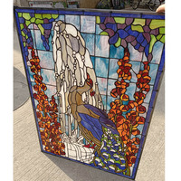 Vitrail de Cathédrale Personnalisé Fait Main, Marque Chinoise Adorable, Motif Paon, Double Vitrage, Style Européen Massif pour Mur