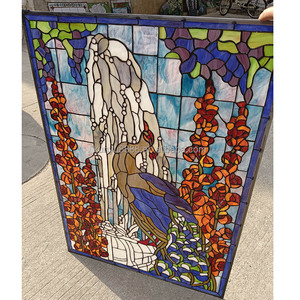 Vitrail personnalisé de style cathédrale chinoise, motif paon, double vitrage, style européen massif pour fenêtre, panneau, porte, mur - Product Image 2