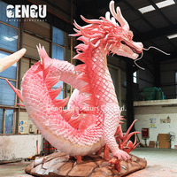 Aire de jeux personnalisée Décoration de dragon rose Animatronic Sculpture chinoise Loong