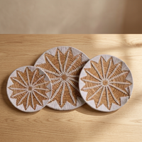 Ensemble de 3 paniers muraux en jonc de mer du sud-ouest, assiettes murales tissées, mandala étoilé, faits à la main, rustiques, modernes, décoration intérieure/extérieure