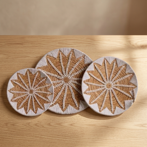 Set of 3 Southwestern Seagrass <b>Wall</b> Baskets Woven <b>Wall</b> <b>Plates</b> Star Mandala Handmade Rustic Modern Indoor/Outdoor Home Decor - Product Image 3