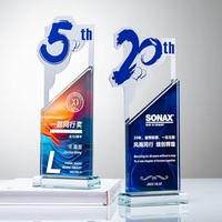 Plaque d'honneur personnalisée en alliage de zinc plaqué or - Trophée carré en cristal pour les anniversaires de 5e, 10e et 20e anniversaire