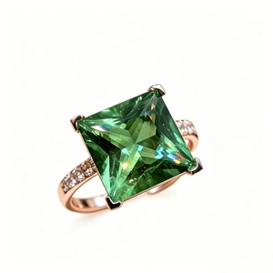 Anillo de Eternidad de Oro Blanco de 18K de Lujo con Esmeralda de Laboratorio, Hecho a Mano, Apilable, Joyería de Boda para Mujer - Product Image 3