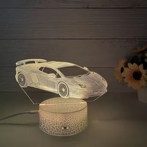 Custom 3D Gift Racing Anime <b>Lamp</b> Creative Acrylic Table Base USB 16 Colors Remote Control <b>LED</b> Bedroom Night Light Dimmable - Product Image 5