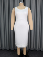 AM050539 Robe de soirée élégante en dentelle ajourée à manches Cape patchwork, taille haute, blanche, vintage, midi, moulante pour femmes