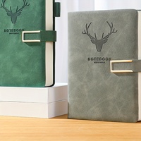 Carnet de notes A5 vintage en cuir PU à couverture rigide avec fermeture magnétique et marque-page pour réunions d'affaires