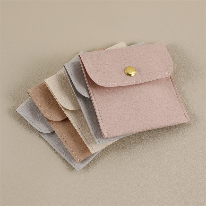 Low Moq Custom Logo Print PU Bag Premium PU Leather Button Pouches for Jewelry or Gift Packaging Leather Jewelry Pouch