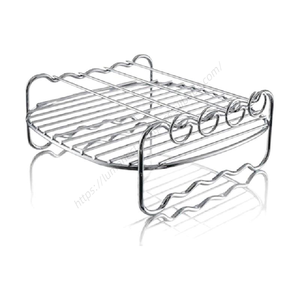 Accessoires de friteuse à air en gros : Support carré à 2 niveaux pour four, double compartiment alimentaire - Product Image 1