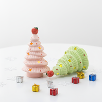 Cartoon-Apfel Weihnachtsbaum-Stern LED-Nachtlicht Weihnachtsdekoration Keramik-Tischdekoration Geschenk
