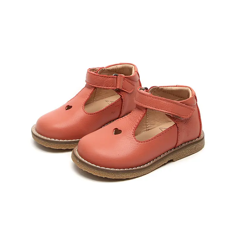 Spring 2022 Baby Toddler Girls Vintage T-Strap Flats Little Kids Genuine Leather Mary Jane Children Pink White Black Dress Shoes