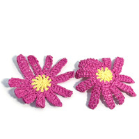 Appliques florales au crochet faites à la main, patchs de fleurs en raphia tressé pour l'artisanat et la décoration, projets DIY