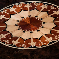 Table d'appoint en bois massif au design classique avec peinture artistique et sculpture de luxe, meuble rond pour salon