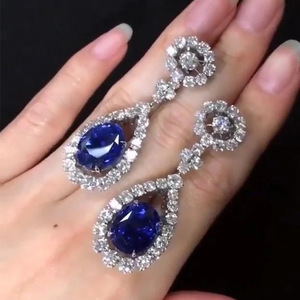 Orecchini Pendenti Lunghi in Cristallo Blu Reale per Donne, Eleganti Accessori per Uso Quotidiano e Feste - Product Image 2