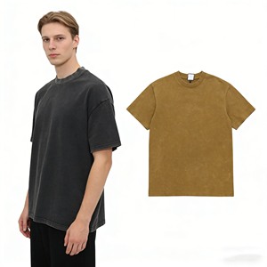 Fabricantes de ropa estampan camisetas de algodón Terry con efecto desgastado para hombre, nueva colección de verano. - Product Image 1