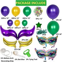 Set de Decoraciones de Mardi Gras, Globos de Papel de Aluminio con Forma de Luna y Estrella para el Martes Grueso, Guirnalda de Globos de Mardi Gras