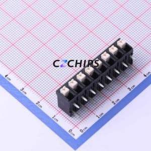 JL212R-50008B01 Spring Terminal Block Bent Lead Through Hole,P=5mm Connector 1x8P 5mm Black Right Angle Insert - Product Image 1