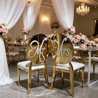 Chaise de mariage de luxe en acier inoxydable doré pour les mariés, chaise de banquet à dossier rond pour la réception de mariage, mobilier pour événements
