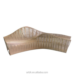Banc en treillis métallique géométrique Y703A, sculpture extérieure publique moderne en <span class=keywords><strong>fil</strong></span> métallique creux, siège minimaliste, mobilier architectural - Product Image 2