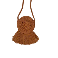 Mini sac fourre-tout à franges florales, crocheté à la main, en coton biologique, sac d'été fait main à bas prix, vente en gros