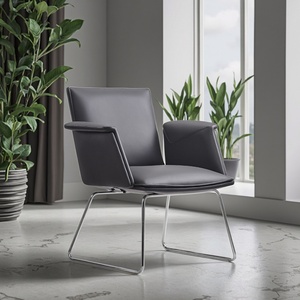 Chaise de bureau pivotante de luxe moderne en cuir PU pour mobilier de conférence sans roulettes - Product Image 1