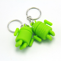 Porte-clés Robot en Pvc souple Android 3D, vente en gros, porte-clés 3d en caoutchouc bon marché
