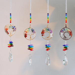 Attrape-soleil en cristal Arbre de Vie, Décoration de mariage, Cristaux de guérison, Décoration d'intérieur, Créateur d'arc-en-ciel, Arbre des chakras à suspendre - Product Image 1