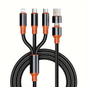 MFI 4 en 1 Bold <span class=keywords><strong>Nylon</strong></span> 120W <span class=keywords><strong>Cable</strong></span> <span class=keywords><strong>Usb</strong></span> de carga súper rápida Tipo C <span class=keywords><strong>Cable</strong></span> de microcargador para iPhone 14 13 12 11 Pro Max Android - Product Image 1