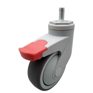 Roulettes médicales à tige longue avec anneau de maintien en TPR noir, verrouillage centralisé, fonctionnement silencieux et conception durable - Product Image 6