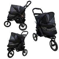 Poussette pliable robuste pour grands chiens JXB PG8450, pour le jogging, absorption des chocs, pliage à une main, cadre en fer à 4 roues, 25 kg